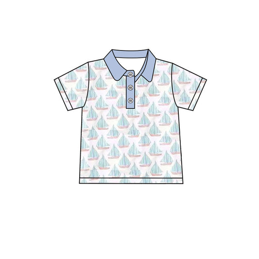 Baby Boys Short Sleeve Boats Plaid Button Polo Shirts Top Preorder
