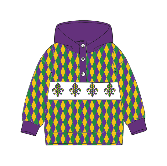 Baby Boys Mardigars Checked Anchors Button Hoodies Top Preorder
