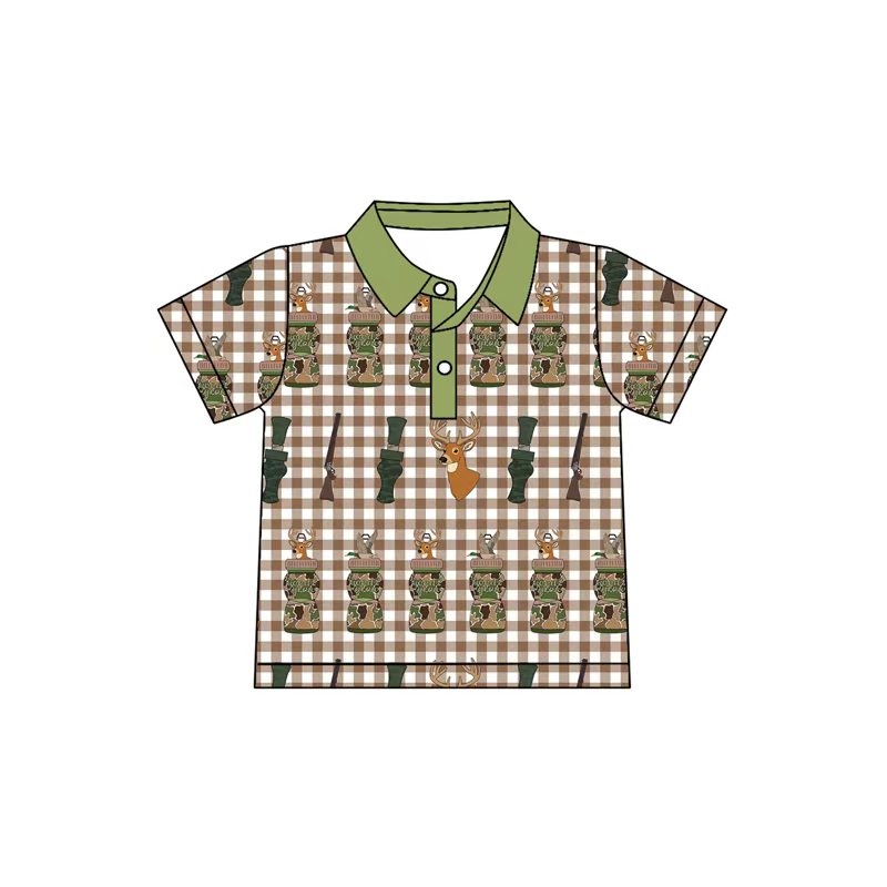 Baby Boys Camo Calls Deer Button Hunting Polo Shirts Top Preorder