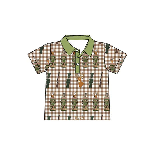 Baby Boys Camo Calls Deer Button Hunting Polo Shirts Top Preorder