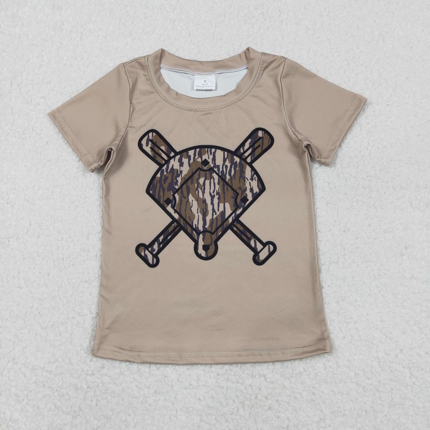 Sibling Baby Boys Short Sleeve Camo Baseballs Team T-shirts Top