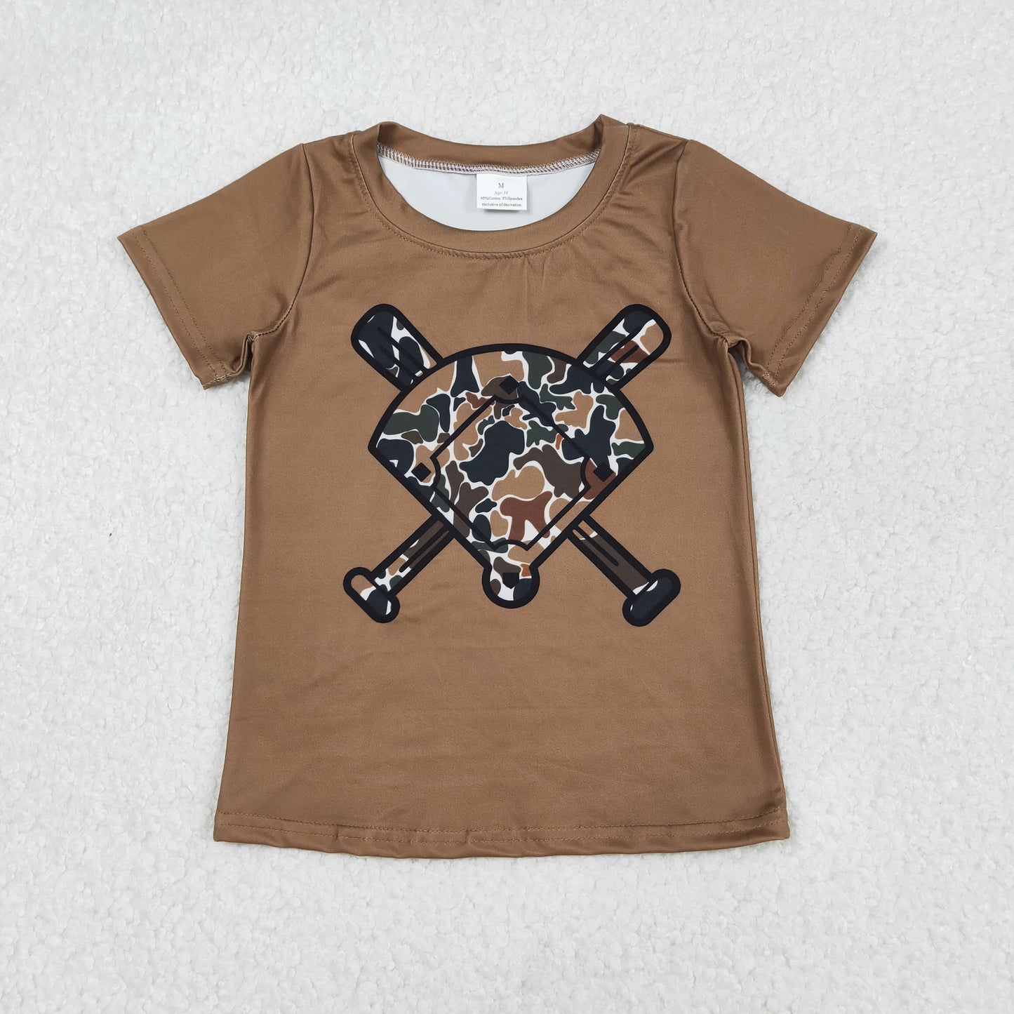 Sibling Baby Boys Short Sleeve Camo Baseballs Team T-shirts Top