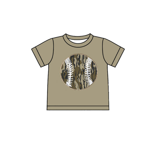 Baby Boys Olive Short Sleeve Camo Baseballs Team T-shirts Top Preorder