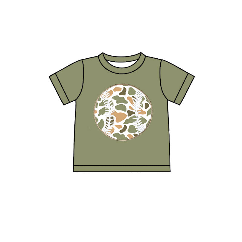 Baby Boys Green Short Sleeve Camo Baseballs Team T-shirts Top Preorder