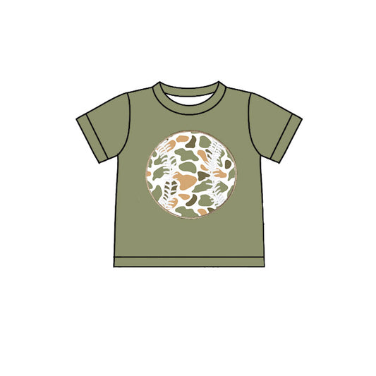 Baby Boys Green Short Sleeve Camo Baseballs Team T-shirts Top Preorder