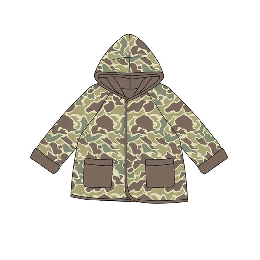 Baby Boys Khaki Camo Pockets Zipper Hoodies Jackets Top Preorder