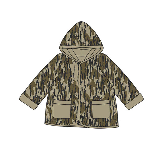 Baby Boys Olive Camo Pockets Zipper Hoodies Jackets Top Preorder