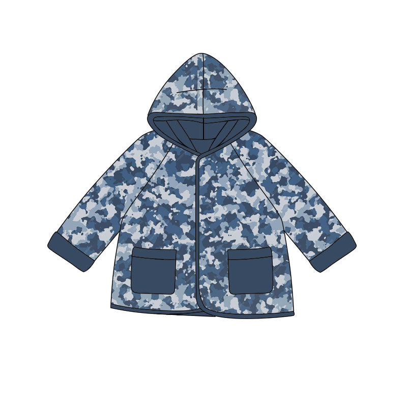 Baby Boys Hot Blue Camo Pockets Zipper Hoodies Jackets Top Preorder