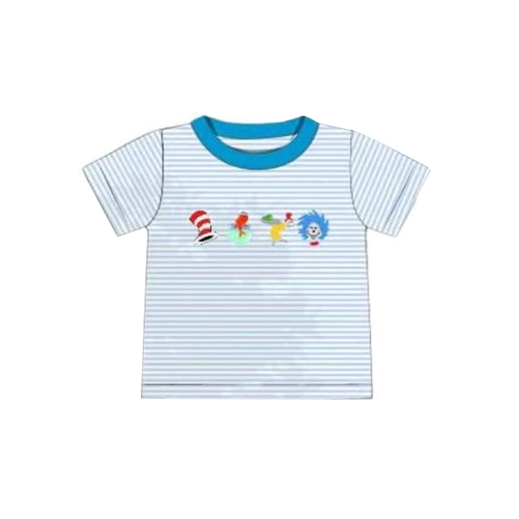Baby Boys Blue Stripe Cartoon Mr Reading T-shirts Top Preorder