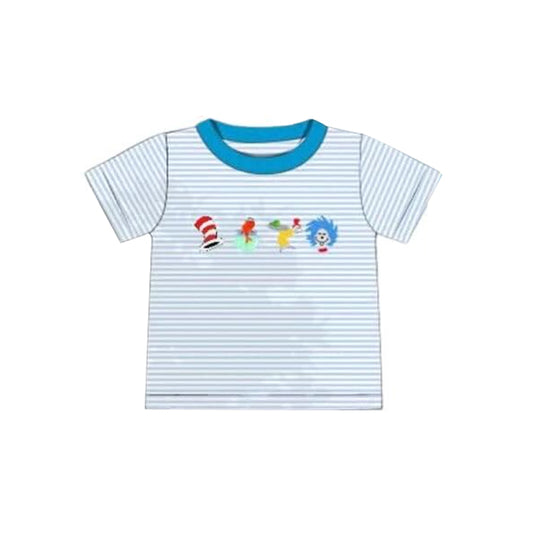 Baby Boys Blue Stripe Cartoon Mr Reading T-shirts Top Preorder