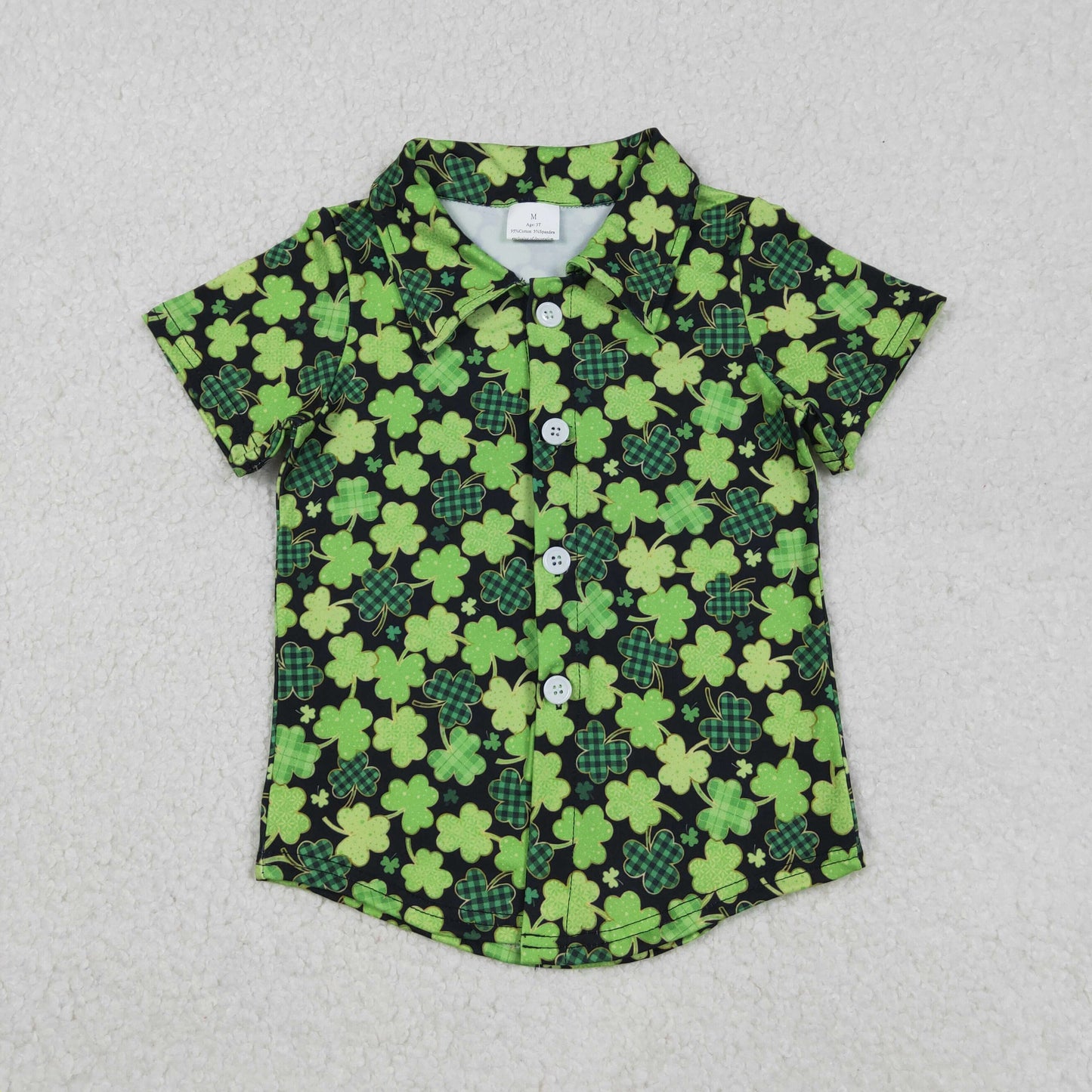 Sibling Baby Boys Short Sleeve Clovers Checked St Patrick Button Shirts Top