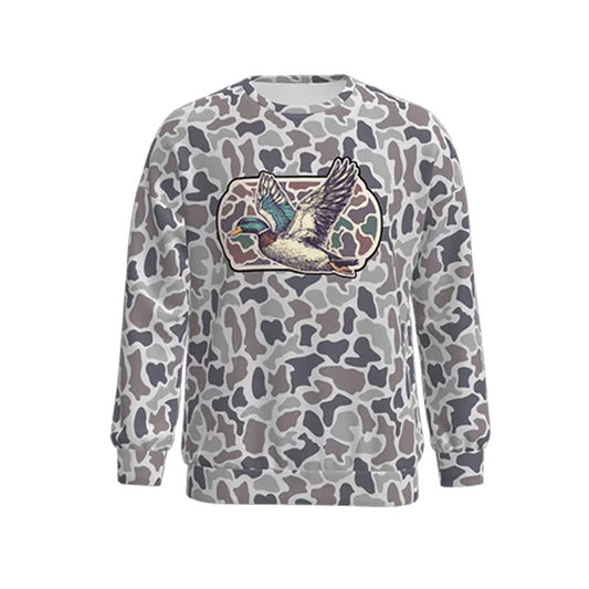 Adult Men Long Sleeve Grey Camo Ducks Southern Hunting T-shirts Top Preorder