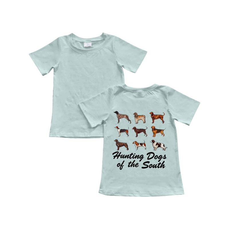 Baby Boys Light Blue Short Sleeve Dogs Hunting T-shirts Top Preorder