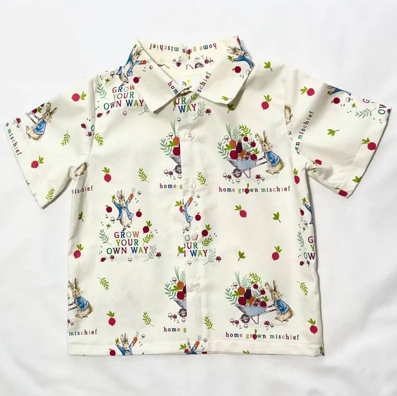 Baby Boys Short Sleeve Rabbits Grow Your Own Way Easter Shirts Top Preorder