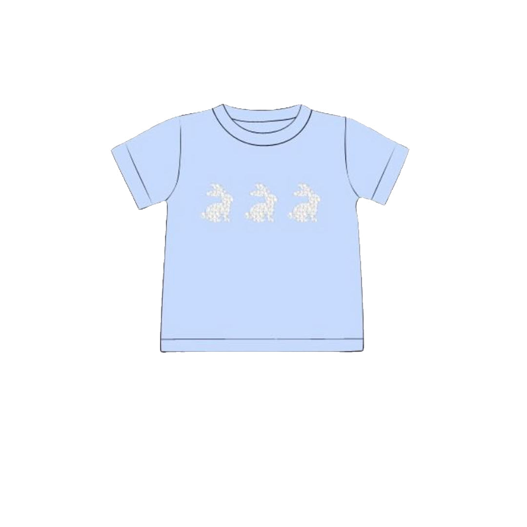 Baby Boys Blue Short Sleeve Rabbits Easter T-shirts Top Preorder