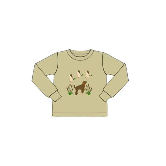 Baby Boys Khaki Long Sleeve Ducks Dogs Hunting T-shirts Top Preorder