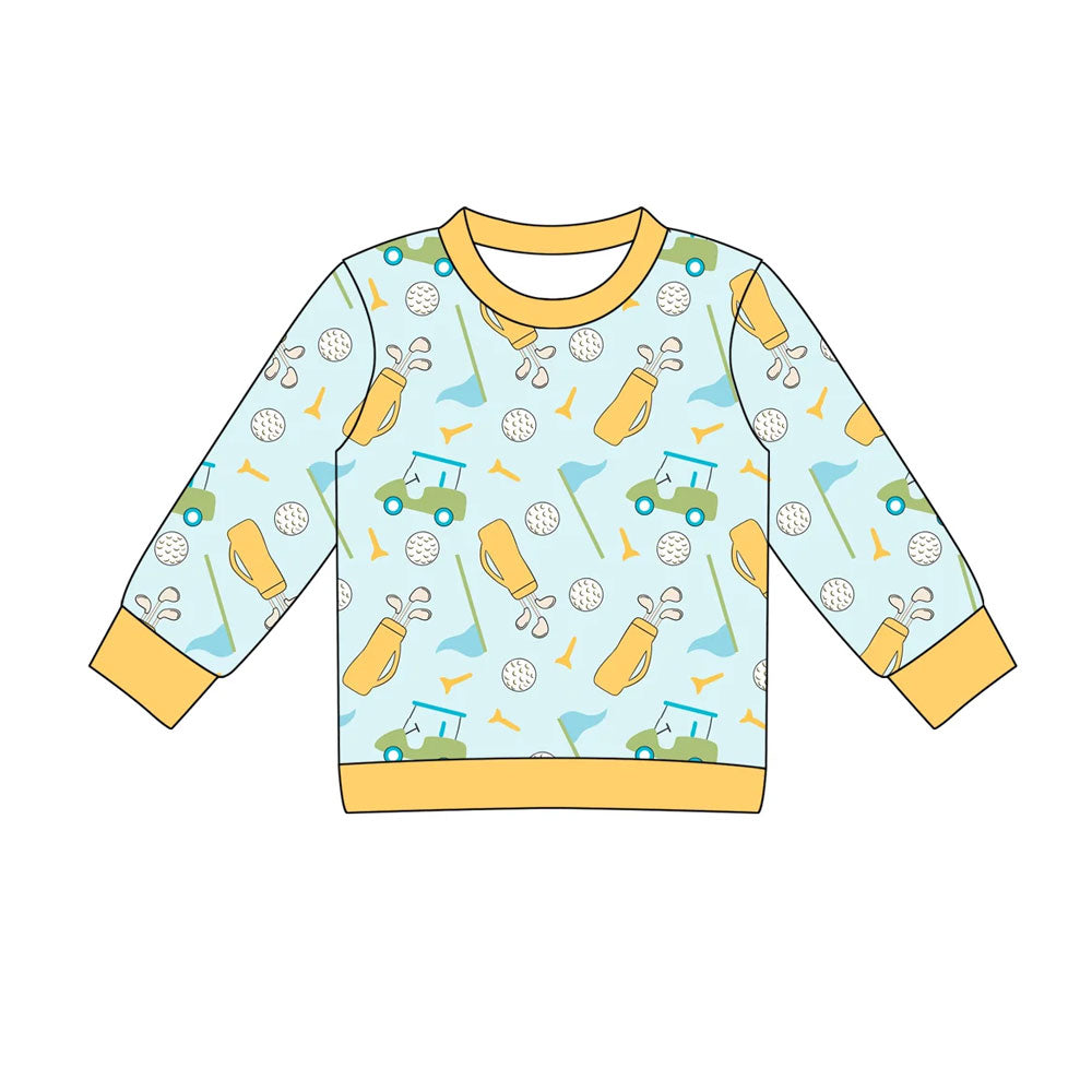 Baby Boys Yellow Long Sleeve Golf Flags T-shirts Top Preorder