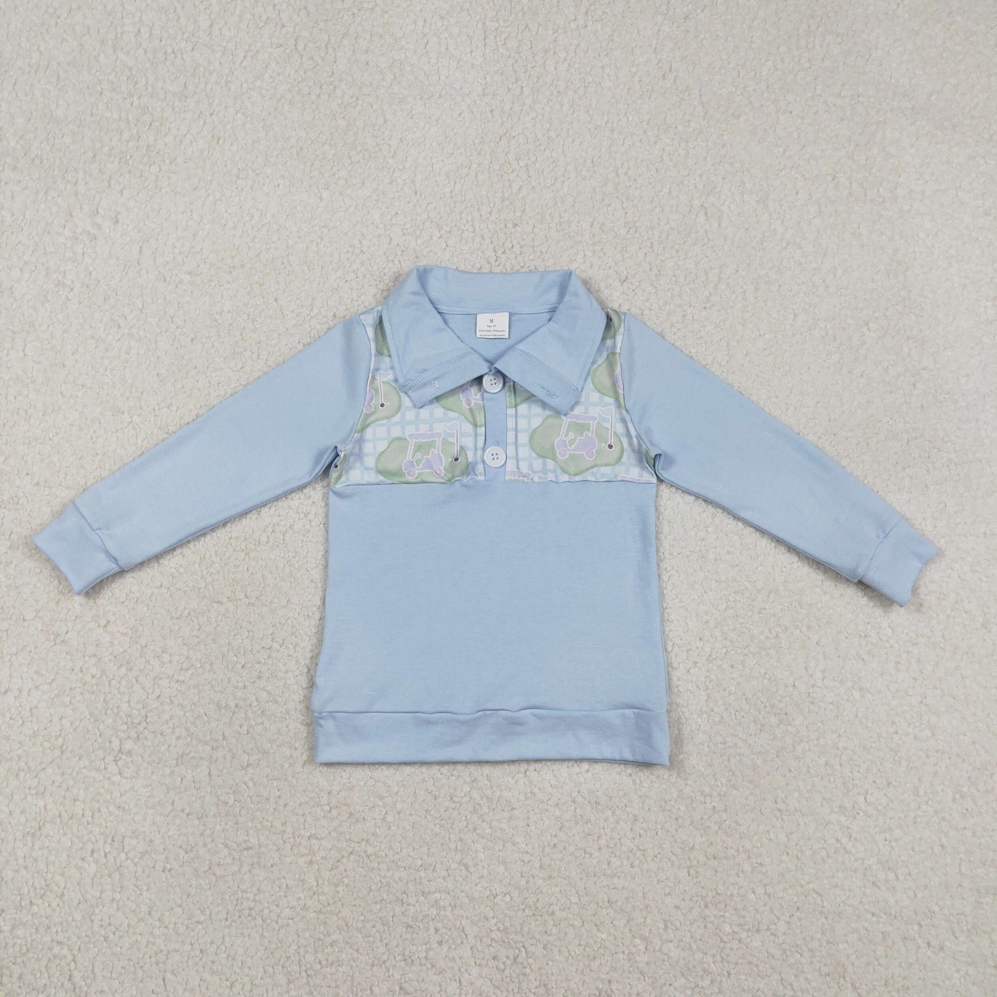 Sibling Baby Boys Girls Long Sleeve Golf Checked Button Pullovers Top