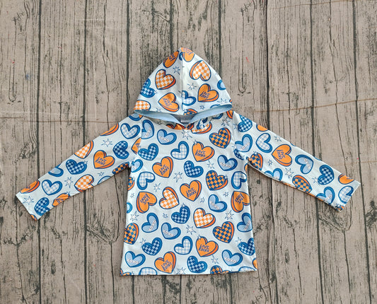 Baby Boys Blue Orange Hearts Stars Valentine Hoodies Top Preorder