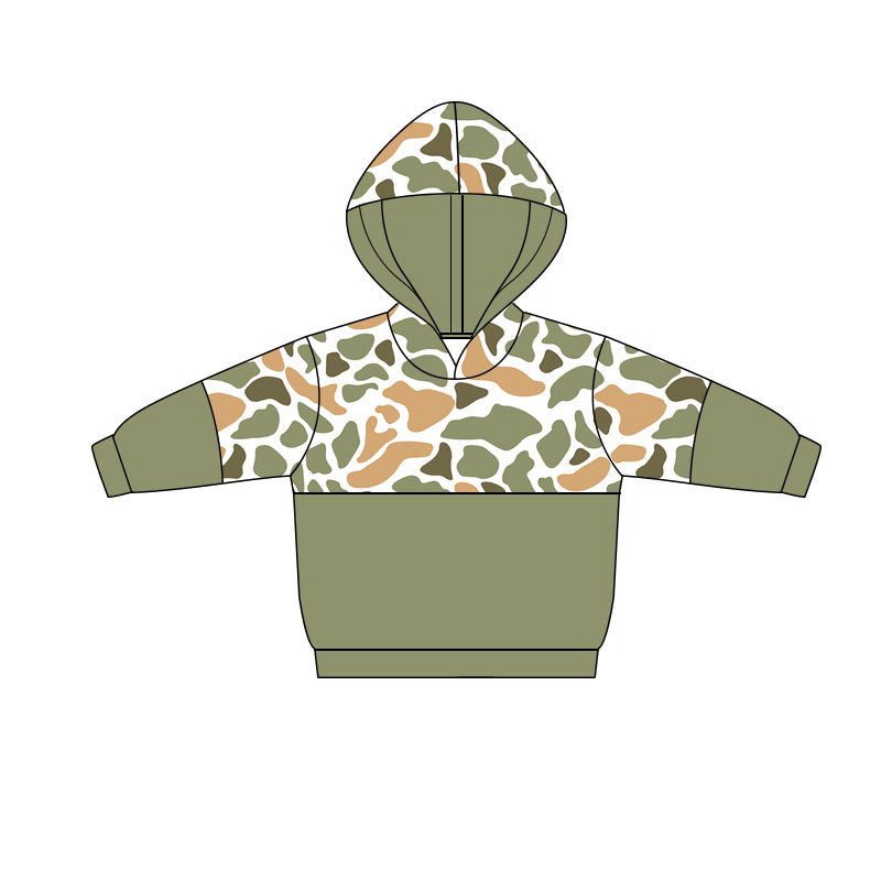 Baby Boys Green Orange Camo Southern Hoodies Top Preorder