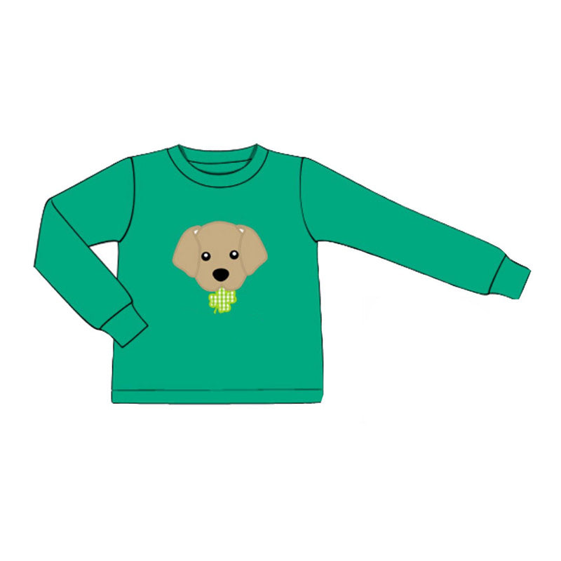 Baby Boys Green Long Sleeve Dogs Clovers St Patrick T-shirts Top Preorder