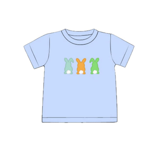 Baby Boys Blue Short Sleeve Colorful Rabbits Easter T-shirts Top Preorder