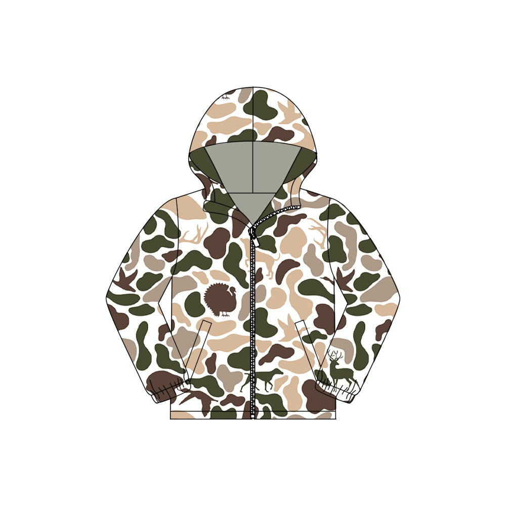 Baby Boys Dogs Ducks Deer Camo Pockets Zipper Southern Hoodies Jackets Top Preorder
