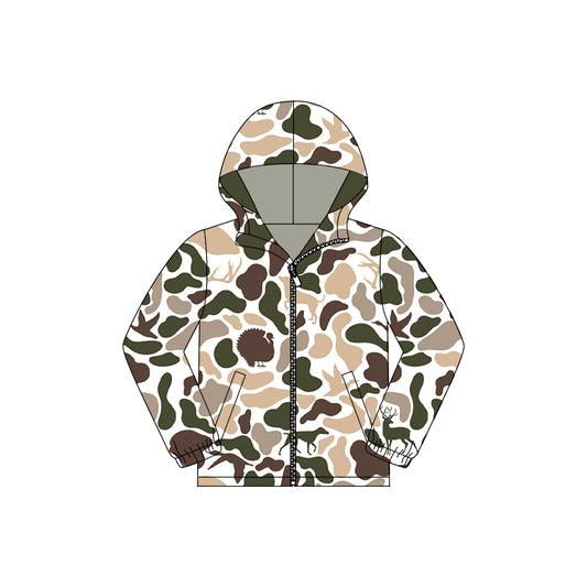 Baby Boys Dogs Ducks Deer Camo Pockets Zipper Southern Hoodies Jackets Top Preorder