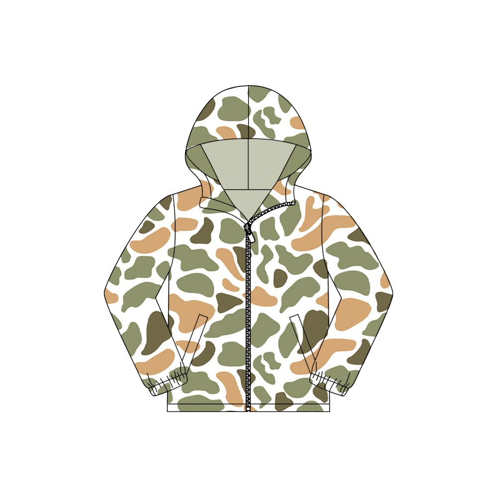 Baby Boys Green Yellow Camo Pockets Zipper Southern Hoodies Jackets Top Preorder