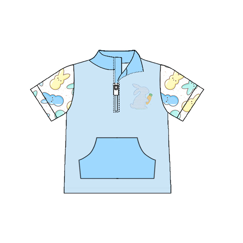 Baby Boys Rabbit Carrots Zipper Pocket Easter Pullovers Top Preorder
