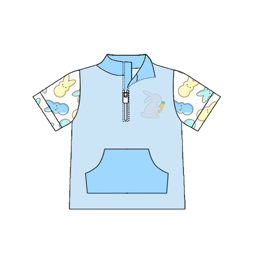 Baby Boys Rabbit Carrots Zipper Pocket Easter Pullovers Top Preorder