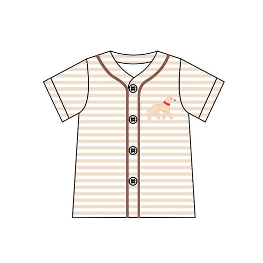 Baby Boys Khaki Stripe Dogs Button Shirts Top Preorder