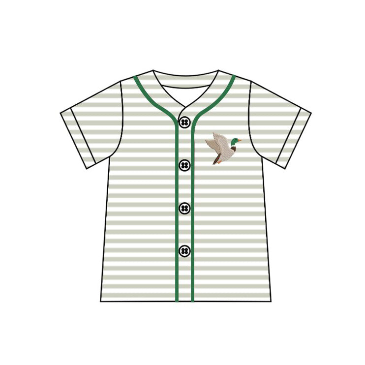 Baby Boys Green Stripe Ducks Button Shirts Top Preorder