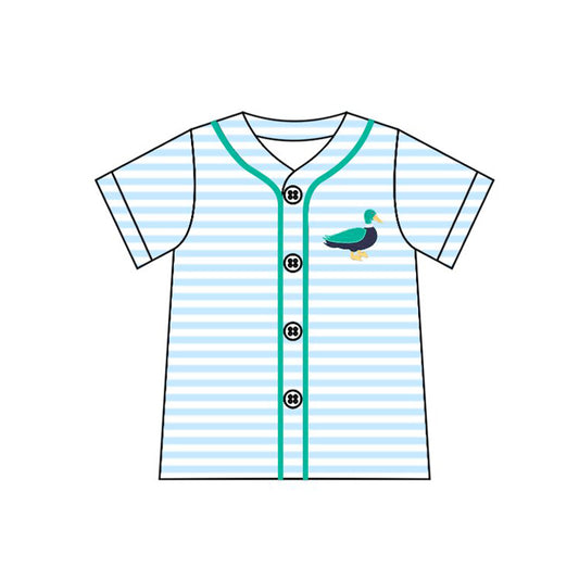 Baby Boys Blue Stripe Ducks Button Shirts Top Preorder