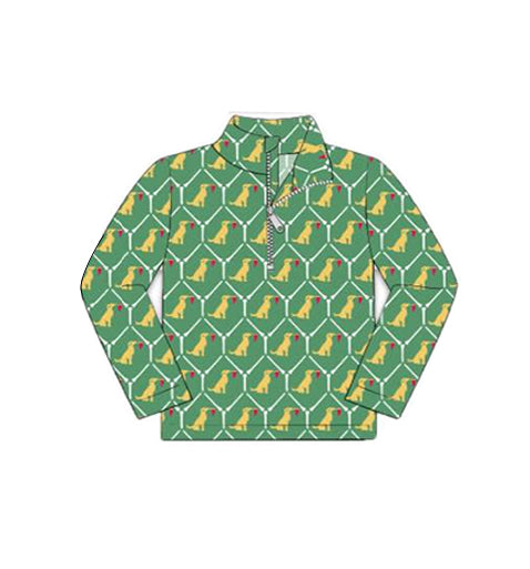 Baby Boys Dogs Checked Zipper Hunting Pullovers Top Preorder