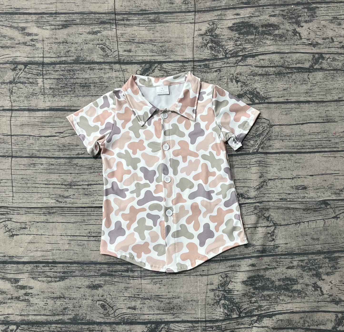 Baby Boys Southern Light Grey Khaki Camo Button Shirts Top