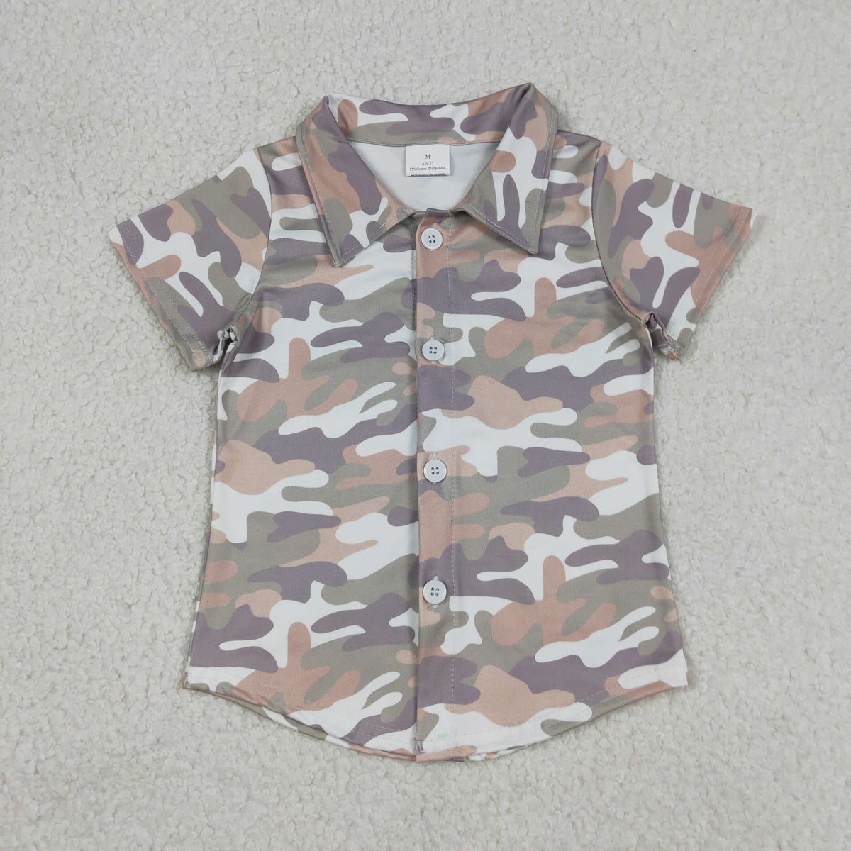Sibling Baby Boys Southern Camo Short Sleeves Button Pockets Shirts Tops