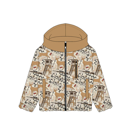Baby Boys Khaki Deer Hunting Pockets Zipper Hoodie Jackets Top Preorder