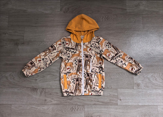 Baby Boys Khaki Deer Hunting Pockets Zipper Hoodie Jackets Top Preorder