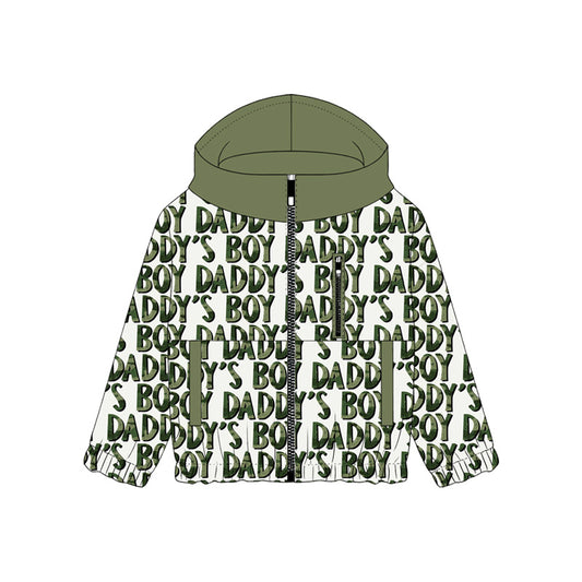 Baby Boys Green Daddy's Boy Pockets Zipper Hoodie Jackets Top Preorder
