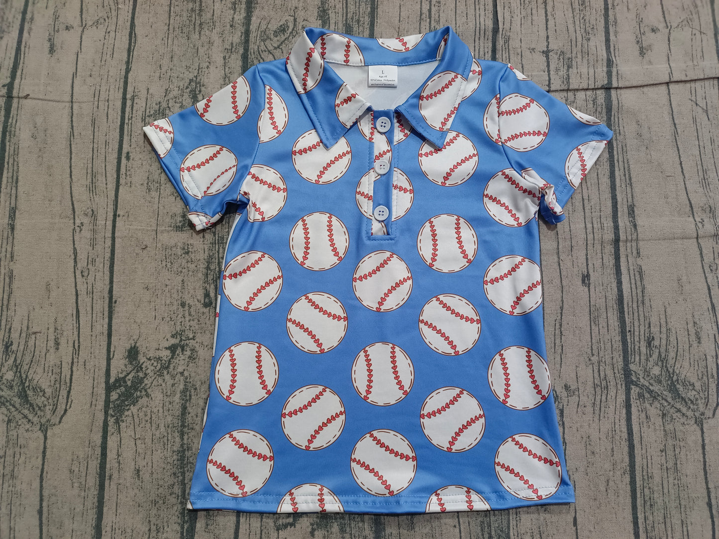 Baby Boys Baseballs Team Button Polo Shirts Top