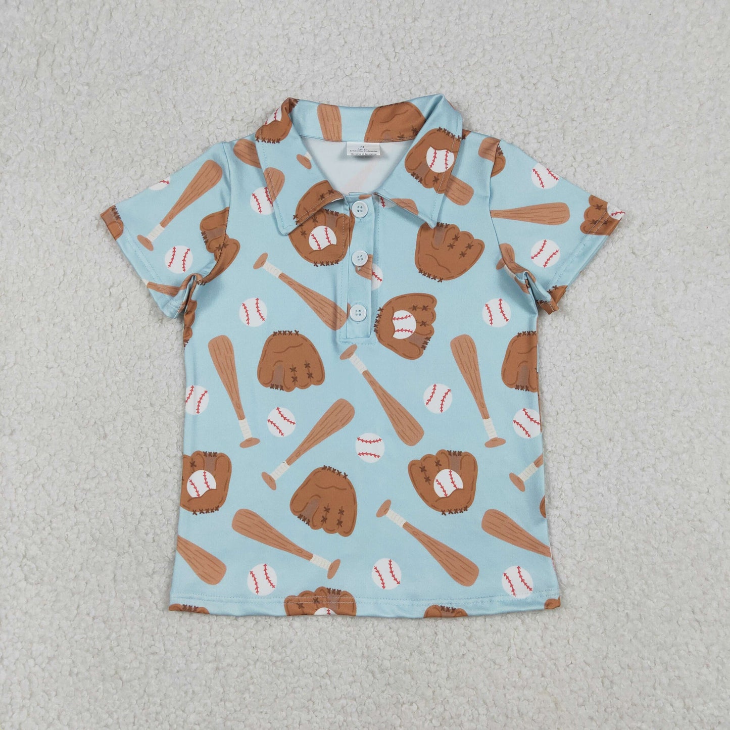 Sibling Baby Boys Short Sleeve Baseballs Button Team Polo Shirts Top