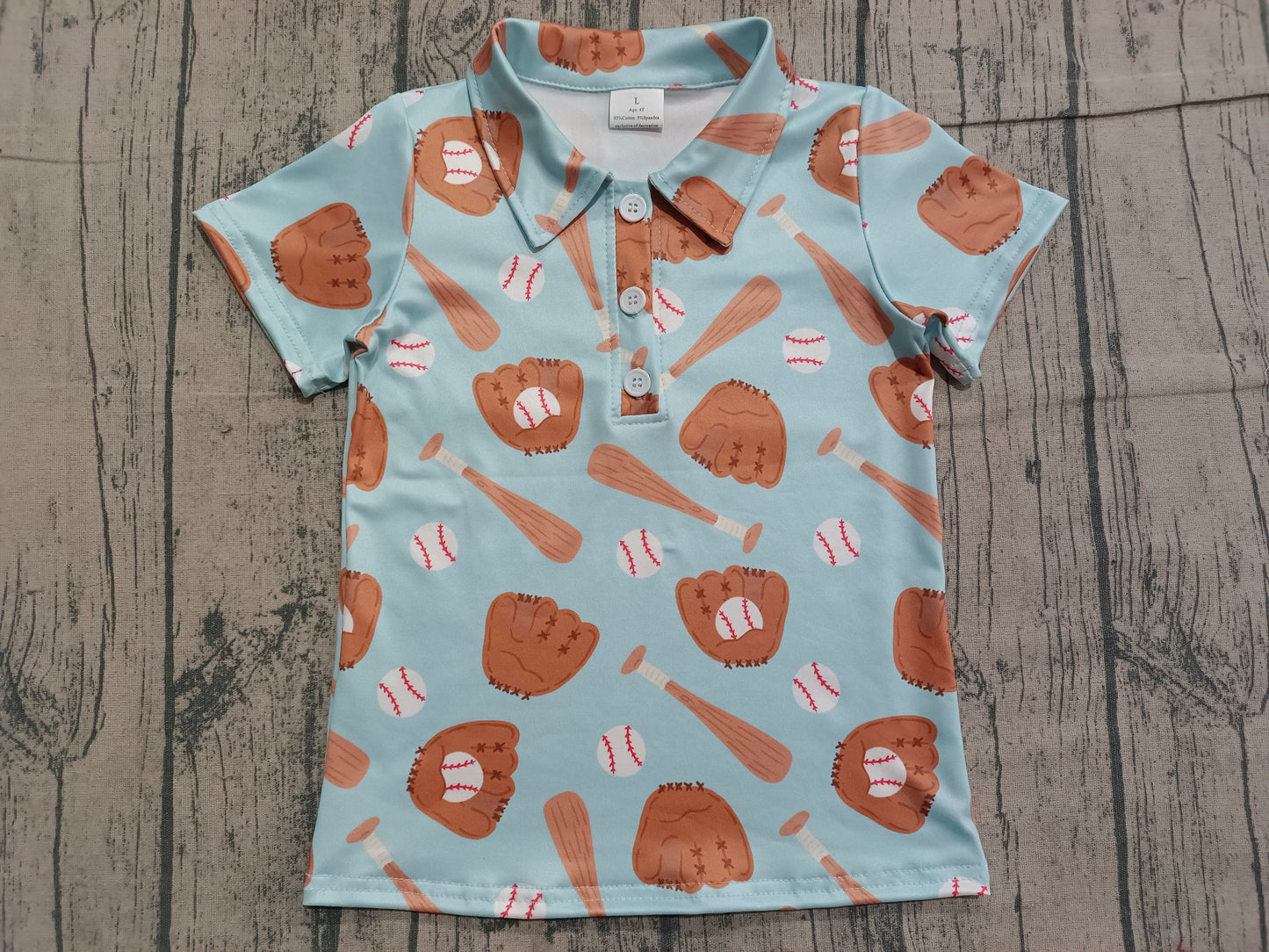 Baby Boys Baseballs Team Button Polo Shirts Top