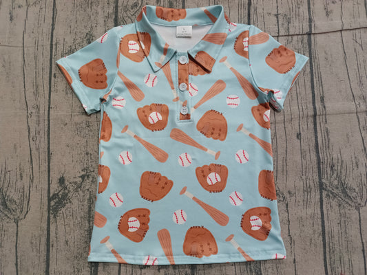 Baby Boys Baseballs Team Button Polo Shirts Top