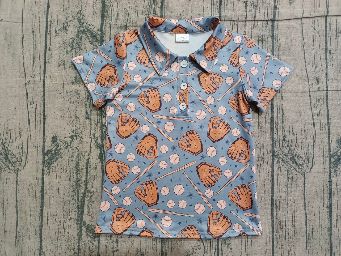 Baby Boys Stars Baseballs Team Button Polo Shirts Top