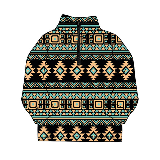 Baby Boys Long Sleeve Western Aztec Zipper Pullovers Top Preorder
