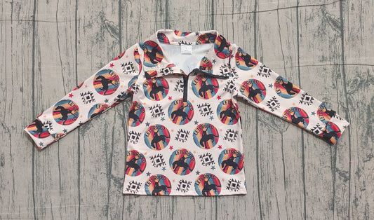 Baby Boys Long Sleeve Aztec Horse Rodeos Western Zipper Pullovers Top