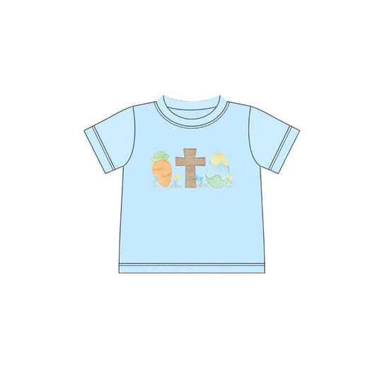 Baby Boys Blue Short Sleeve Carrot Cross Eggs Easter T-shirts Top Preorder