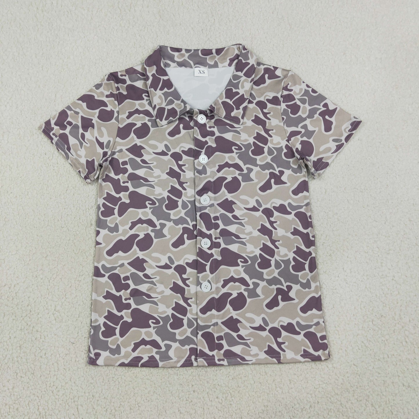 Adult Men Short Sleeve Southern Grey Camo Button Shirts Top