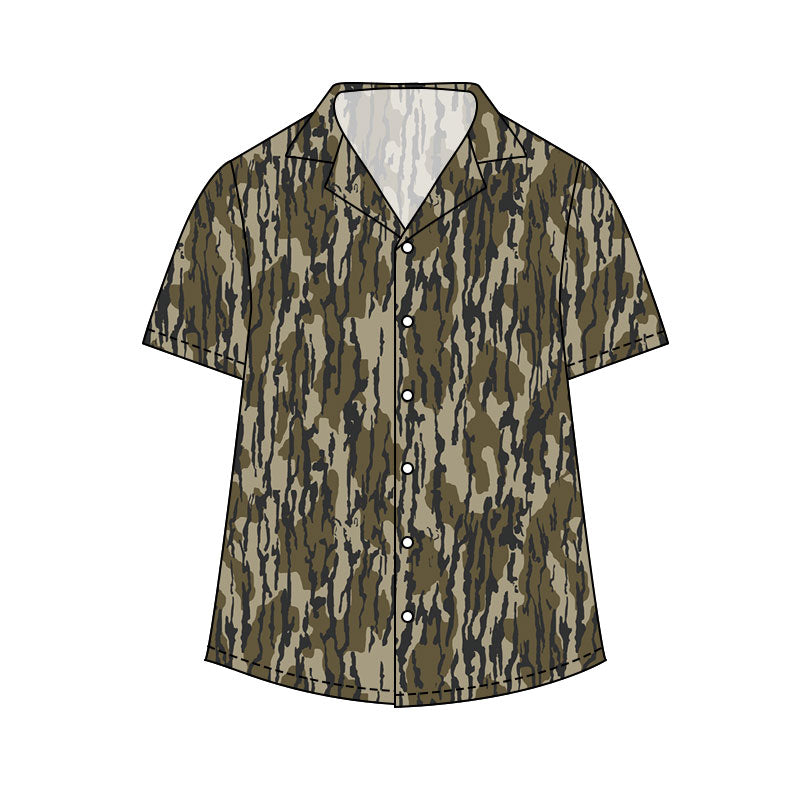 Adult Men Short Sleeve Southern Olive Camo Button Shirts Top Preorder